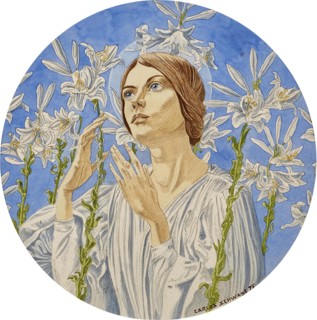Vierge aux lys (Madonna of the lilies), 1895. Creator: Schwabe; Carlos (1866-1926).