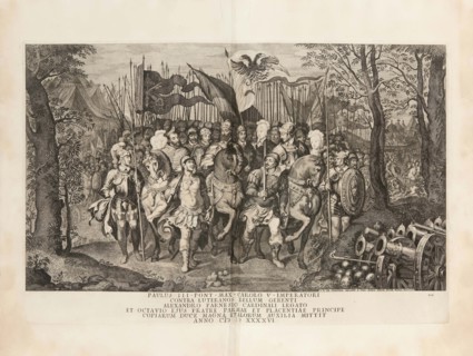 Pope Paul III with the imperial army fight the Protestant Lutherans, 1748. Creator: Prenner; Georg Kaspar; von (1720-1766).