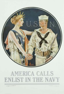 America Calls - Enlist in the Navy, 1917. Creator: Leyendecker; Joseph Christian (1874-1951).
