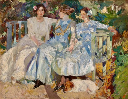 Mi mujer y mis hijas en el jardín (My Wife And Daughters In The Garden), 1910. Creator: Sorolla y Bastida; Joaquín (1863-1923).