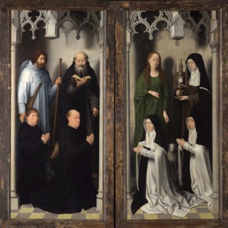 Saint John Triptych: Donors with Saints James and Anthony. Female Donors with..., c1474-1479. Creator: Memling; Hans (1433/40-1494).