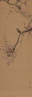Japanese nightingale, on a red plum branch, 1910. Creator: Seitei (Shotei); Watanabe (1851-1918).