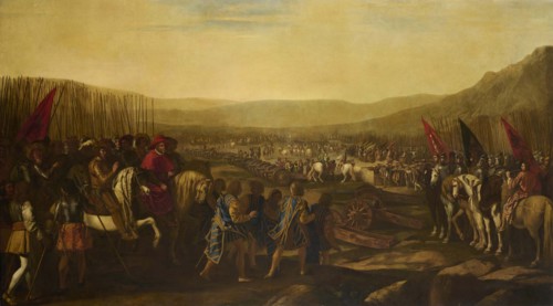 Cardinal Jules Mazarin reviews the troops before the battle, . Creator: Falcone; Aniello (1600/7-1665).