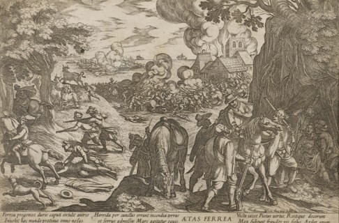 Aetas ferrea. The iron age. From the series "The Four Ages of the World", 1599. Creator: Tempesta; Antonio (1555-1630).