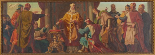 Margrave Leopold III the Saint refuses an offer of the imperial crown, 1937. Creator: Pögl; Josef (1867-1945).