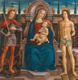 Enthroned Madonna and Child with Saints Michael and Sebastian, Second Half of the 15th cen.. Creator: Filippelli; Filippo di Antonio (1460-1506).
