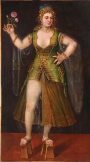Portrait of a Sultana in Ottoman wooden shoes, 16th century. Creator: Anonymous ().