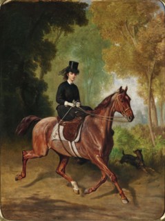 Princess Henriette of Liechtenstein (1843-1931) on horseback, 1868. Creator: Adam; Emil (1843-1924).