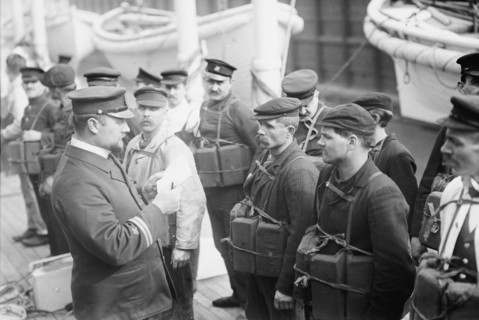 Life boat drill KAISER WILHELM II, between c1910 and c1915. Creator: Bain News Service.