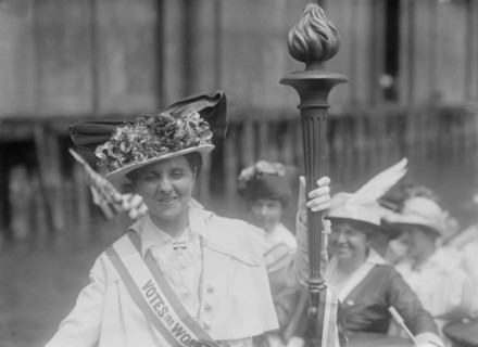 Mrs. Van Winkle and Suffrage torch, between c1910 and c1915. Creator: Bain News Service.