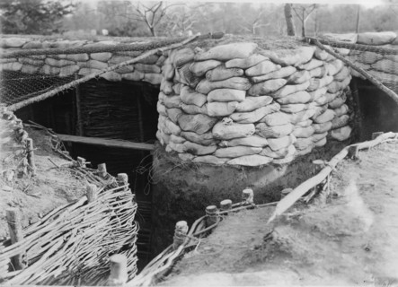 Sand bags between trenches, between c1915 and c1920. Creator: Bain News Service.