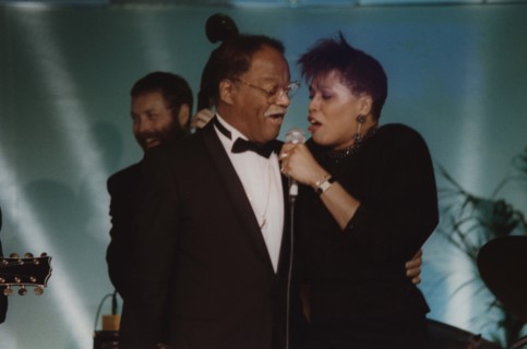 Dee Dee Bridgewater and Clark Terry, Jazz Inn Party, Nordwijk, Netherlands, 1989. Creator: Brian Foskett.