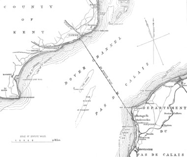 Route of the proposed Channel Railway Ferry, 1870. Creator: Unknown.