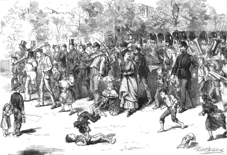 The Guards' Band in St. James's Park, 1870. Creator: Joseph Swain.