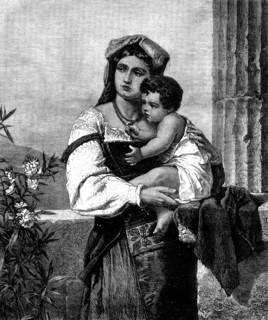 Italian Mother and Child, by W. Sauchon, 1871. Creator: Robert Loudan.