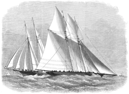 The International Yacht-Race: the Cambria weathering the Sappho off Bonchurch, 1870. Creator: Unknown.