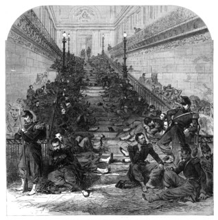 The Disturbances in Paris: soldiers at night in the Luxembourg Palace, 1870. Creator: Unknown.