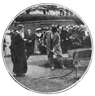 The King planting his oak at Rugby School, 1909. Creators: World's Graphic Press, Montague Dixon.