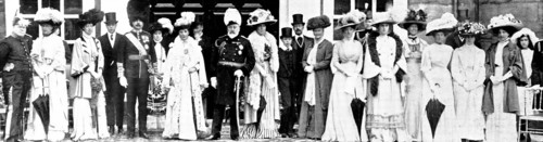 The King and Queen...Lord and Lady Derby...royal house-party at Knowsley Hall, 1909. Creator: Lafayette.