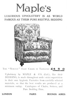 Maple's luxurious upholstery is as world-famous as their pure restful bedding, 1909. Creator: Unknown.