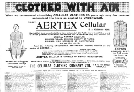 Clothed with air - Aertex Cellular, 1909. Creator: Unknown.