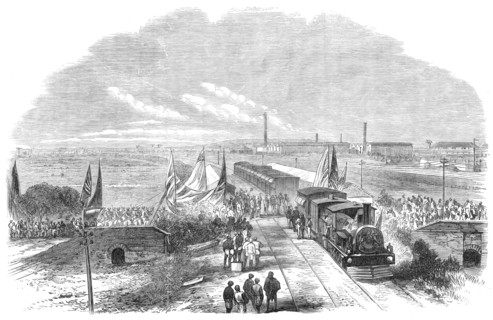 Departure of the Duke of Edinburgh from the Parell Station...Great Indian Peninsular Railway, 1870. Creator: Unknown.