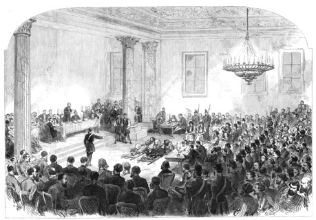 Trial of the Greek brigands at Athens, 1870. Creator: Unknown.