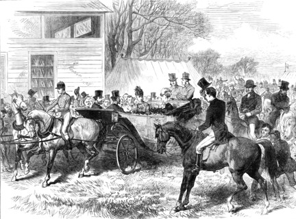 The Cambridgeshire Steeplechase, Cottenham: arrival of the Prince and Princess of Wales, 1870. Creator: Unknown.