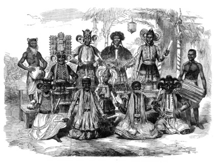Native performance, called "Hobson Jobson," on the festival of the Cingalese New Year, 1870. Creator: Unknown.