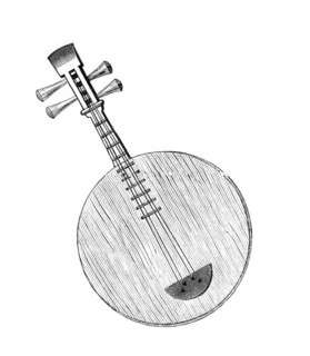 Musical Instruments in the South Kensington Museum: Chinese Yue-kin, or Moon Guitar, 1870. Creator: Unknown.