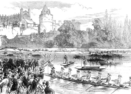 The Fourth of June at Eton: the boats leaving the Brocas for Surley Hall, 1870. Creator: Unknown.
