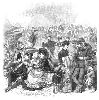 The Easter Volunteer Review: a sketch on the Brighton Beach, 1870. Creator: Unknown.