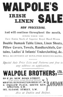 Walpole's Irish Linen Sale, 1909.  Creator: Unknown.