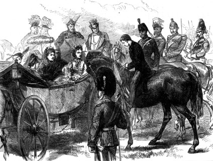 The French Prince Imperial at the Queen's Review, in Bushey Park, 1871. Creator: Unknown.