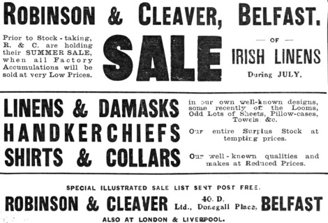 Robinson & Cleaver, Belfast - sale of Irish linens, 1909. Creator: Unknown.