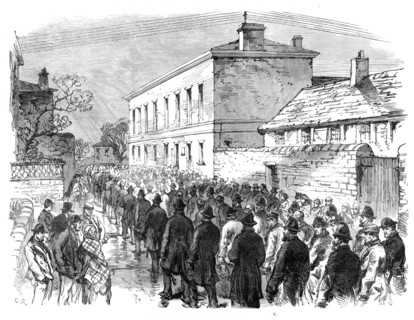 The Colliery Riots in Yorkshire: escorting prisoners to the courthouse at Barnsley, 1870. Creator: Unknown.
