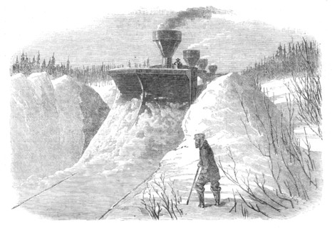 Snow-Plough on the Grand Trunk Railway of Canada, 1870. Creator: Unknown.
