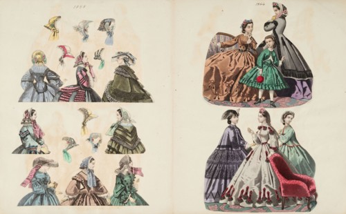 Costume plates, 1858, 1864. Creator: Unknown.