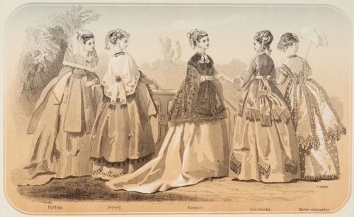 Fashion plate - Journal des Demoiselles, 1868. Creator: Emile Préval.