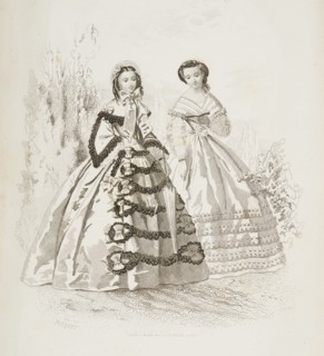 Fashion plate - Journal des Demoiselles IX, 1860. Creators: Gilquin & Dupain, Pauquet.