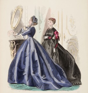 Fashion Plate - Petit Courrier des Dames 'Modes de Paris', 1860-69. Creator: Gilquin fils.