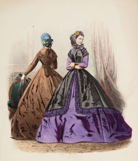 Fashion Plate - Petit Courrier des Dames 'Modes de Paris', 1858. Creator: Gilquin fils.