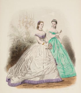 Fashion Plate - Petit Courrier des Dames 'Modes de Paris', 1860. Creator: Gilquin fils.