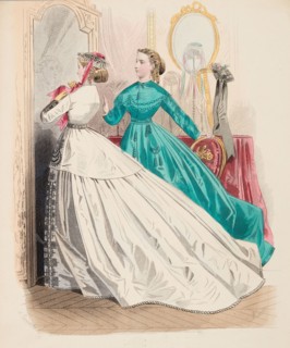Fashion Plate - Petit Courrier des Dames 'Modes de Paris', 1865. Creator: Gilquin fils.