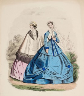 Fashion Plate - Petit Courrier des Dames 'Modes de Paris', 1866. Creator: Gilquin fils.