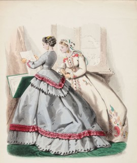 Fashion Plate - Petit Courrier des Dames 'Modes de Paris', 1866. Creator: Gilquin fils.