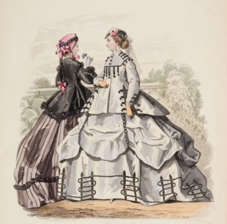 Fashion Plate - Petit Courrier des Dames 'Modes de Paris', 1866-67. Creator: Gilquin fils.