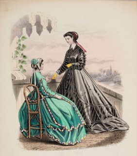 Fashion Plate - Petit Courrier des Dames 'Modes de Paris', 1866-67. Creator: Gilquin fils.