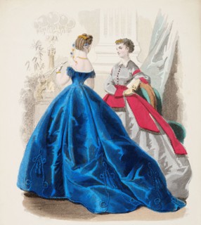 Fashion Plate - Petit Courrier des Dames 'Modes de Paris', 1850-70. Creator: Gilquin fils.