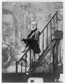 Edward Burne-Jones at work on the Star of Bethlehem, 1890. Creator: Barbara Leighton.